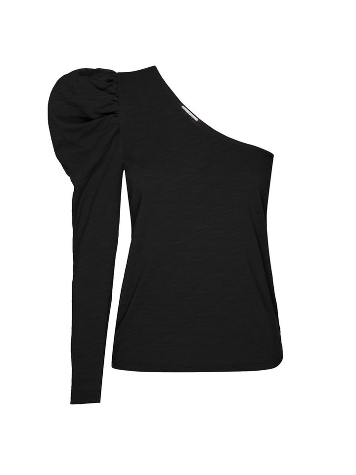 Nation LTD - Sabrina One Shoulder Party Tee in Jet Black Tops