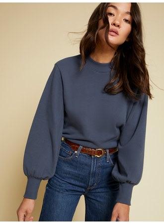 Nation LTD - Suky Mock Neck Sweatshirt in Coastal Clothing - Sweatshirts