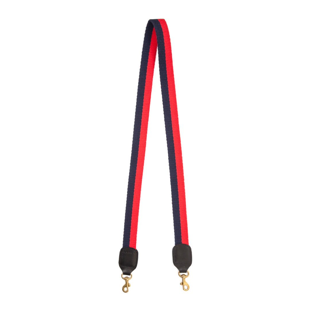 Clare V. - Crossbody Strap in Navy & Cotton Red Webbing