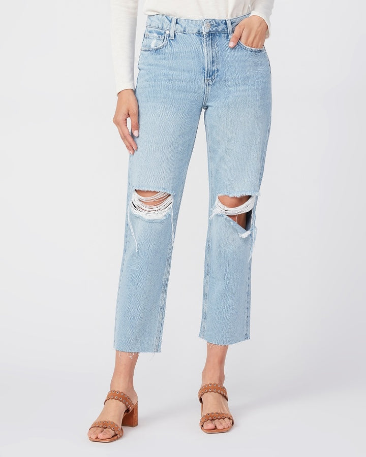 Paige Premium Denim - Noella Straight Leg Jeans w/ Raw Hem in Doretta Destructed