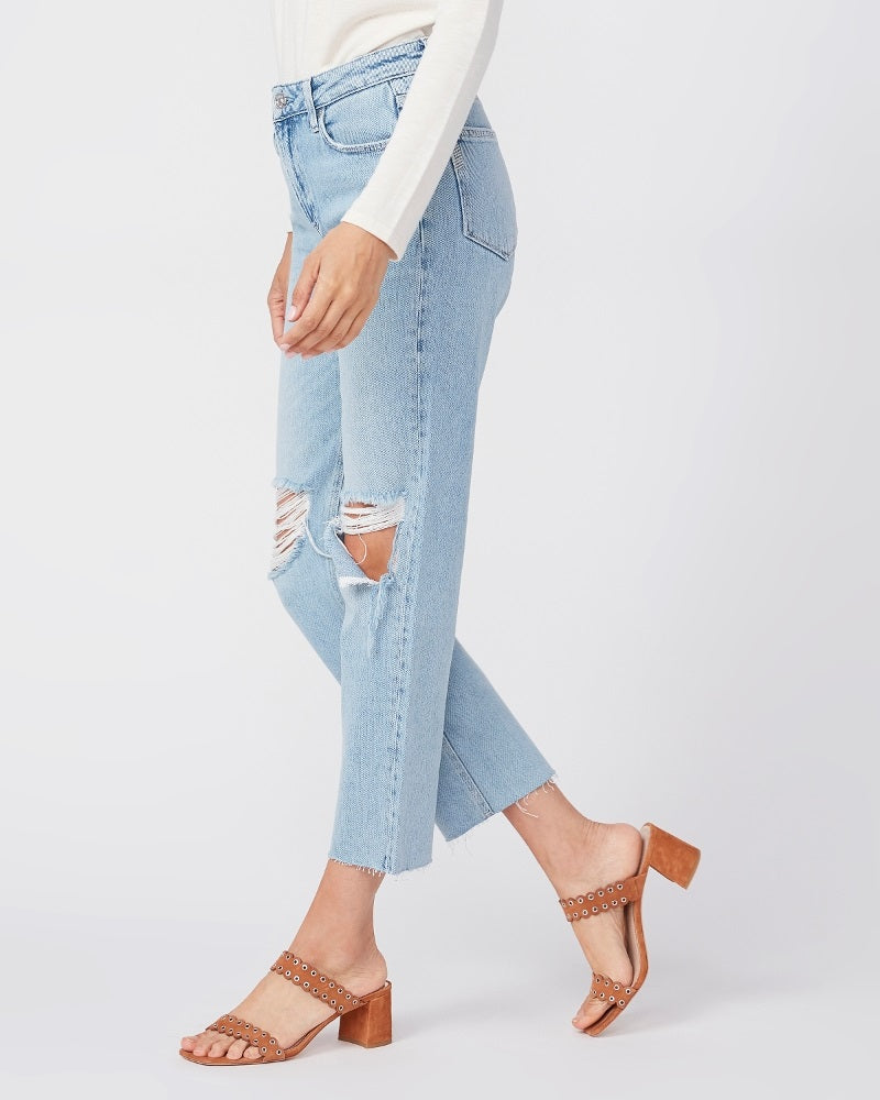 Paige Premium Denim - Noella Straight Leg Jeans w/ Raw Hem in Doretta Destructed