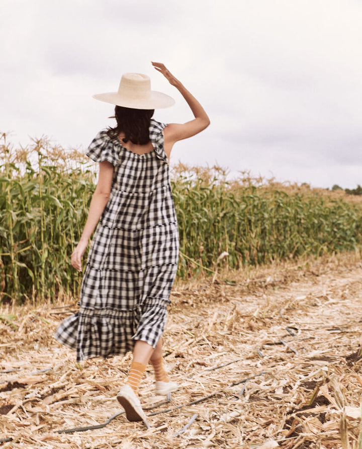 The Great - The Nightingale Dress in Navy Heart Check