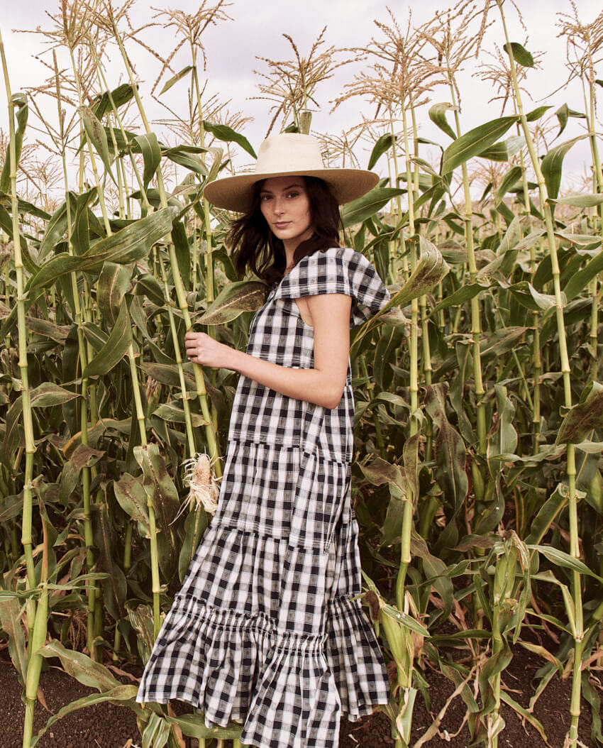nightingale plaid midi dress The Great