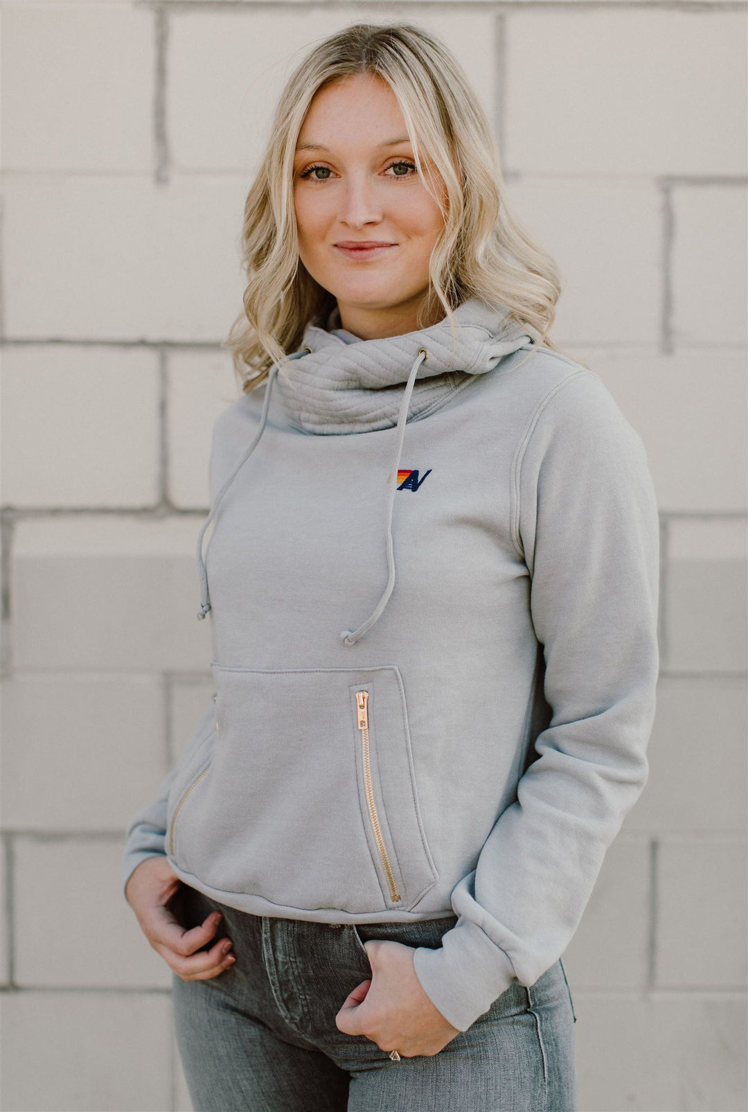 Aviator Nation Ninja Pullover Hoodie in Light Grey