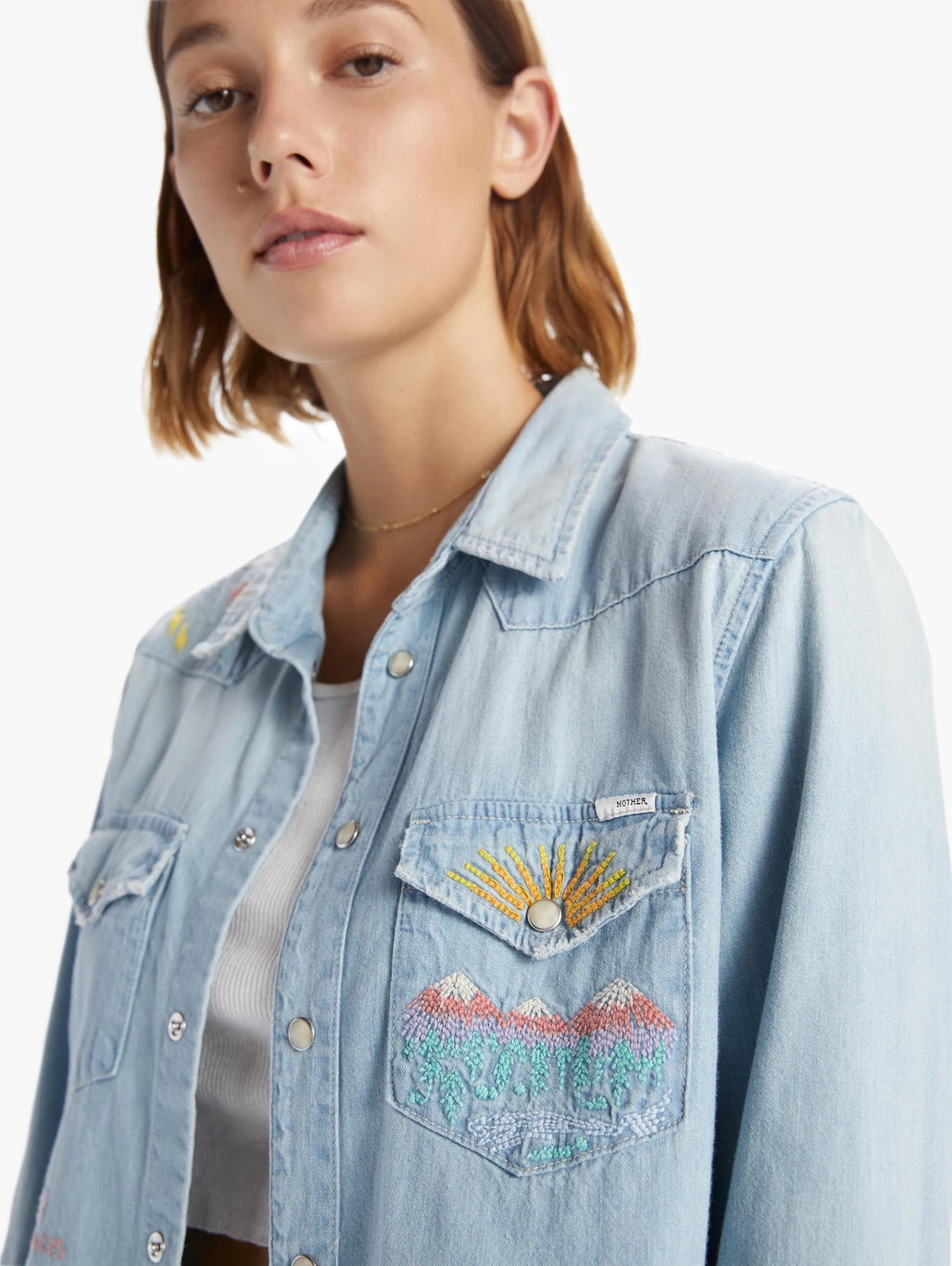 Mother - All My Exes in No Rain, No Flowers Denim Button-Down Top