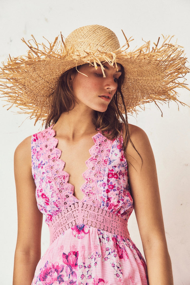 Love Shack Fancy - Oakley Dress in Berry Fizz Fuchsia