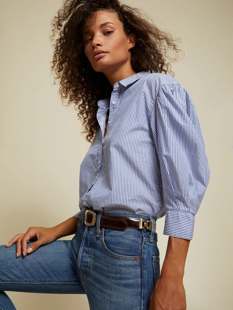 Nation LTD - Odessa Balloon Sleeve Resort in Banker Stripe Tops