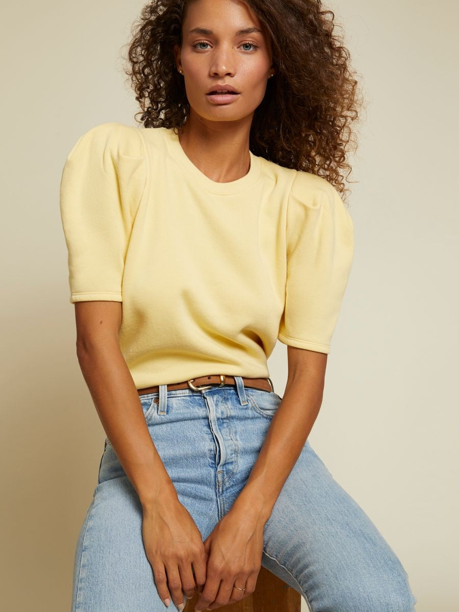 Nation LTD - Olivia Short Sleeve Sweatshirt in Cornsilk Clothing - Sweatshirts