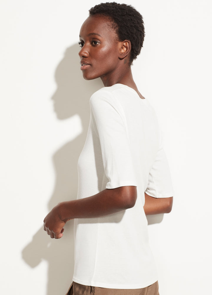 Vince - Elbow Sleeve Crew Tee in Optic White