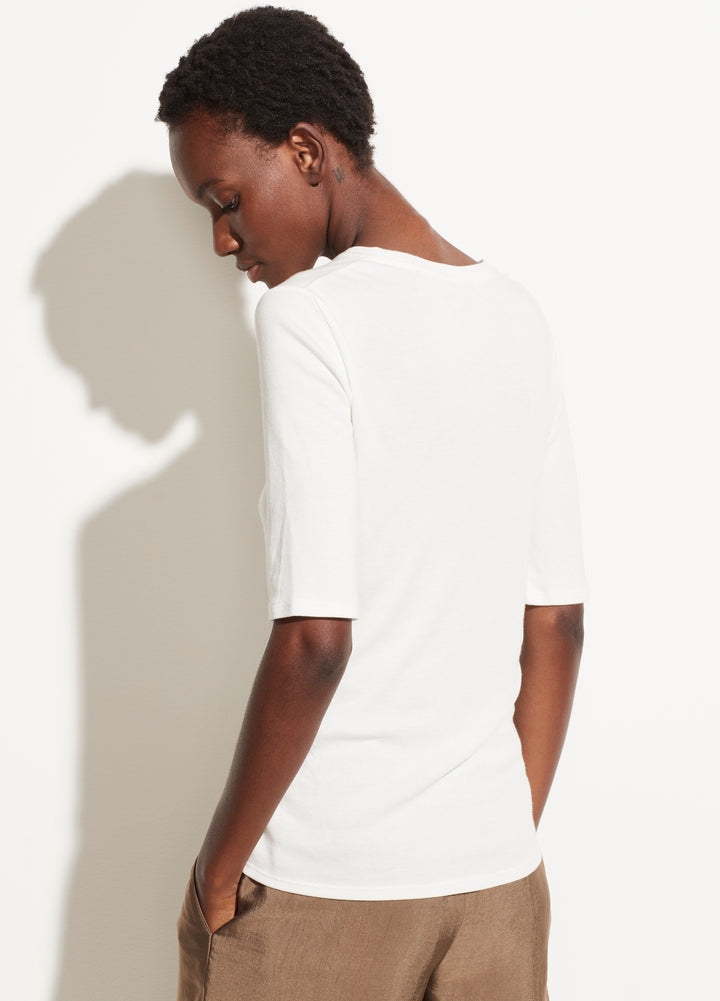 Vince - Elbow Sleeve Crew Tee in Optic White