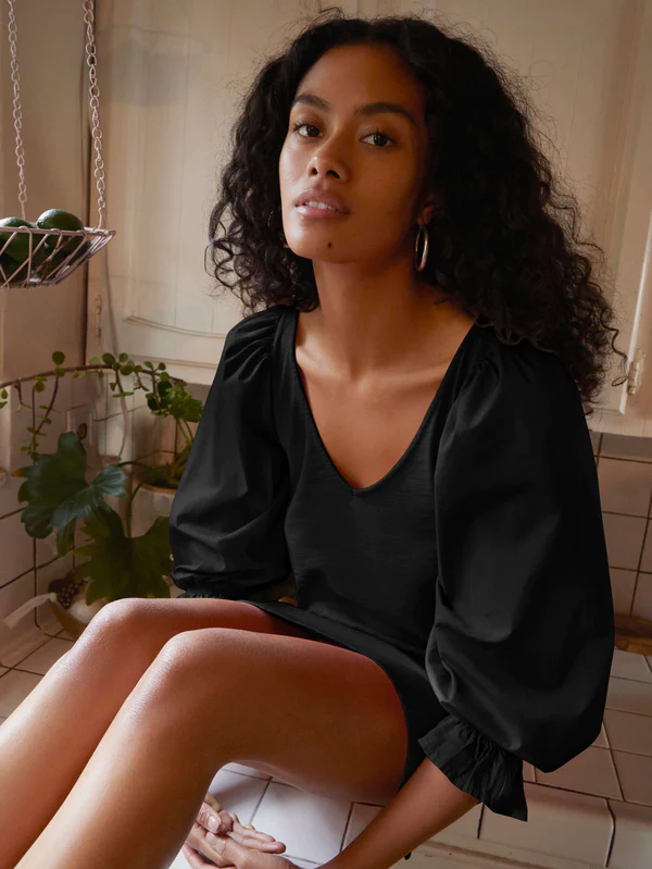 Nation LTD - Oralia Flounce Mini in Jet Black
