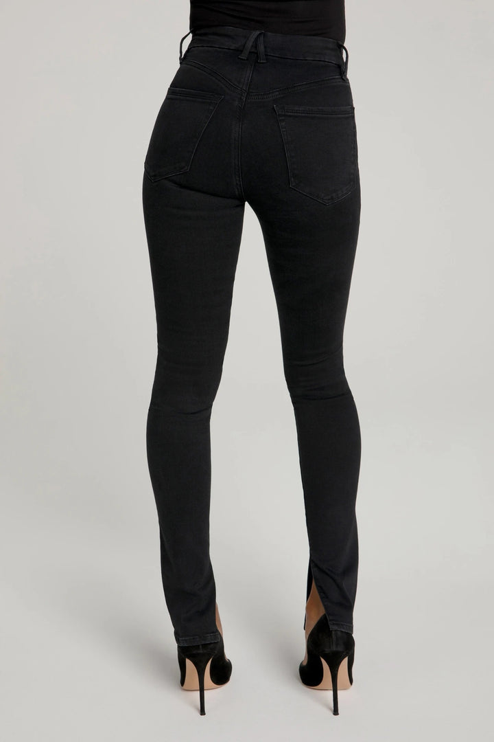 Good American Skinny Jeans - Good Waist Long Slit Outseam in Black095