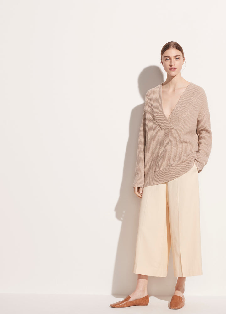 Vince - Overlap V-Neck Tunic in Light Heather Taupe