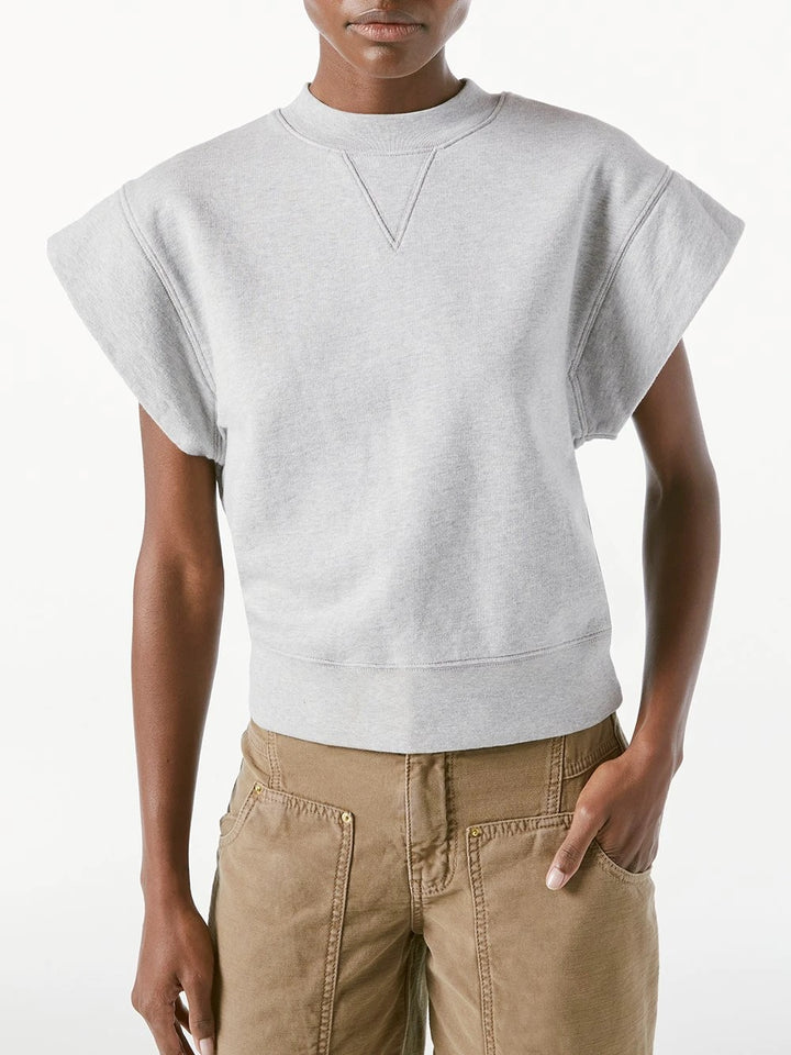 Frame - Oversized Muscle Crew in Gris Heather Clothing - Sweatshirts