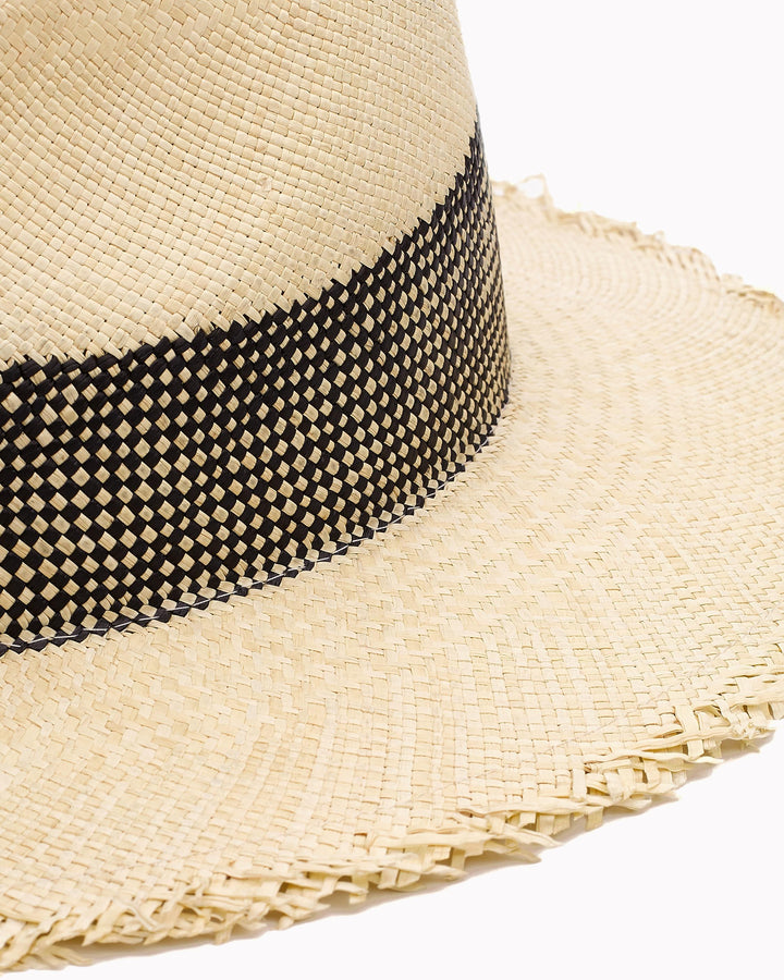 Rag & Bone - Frayed Edge Panama Hat in Black/Multi