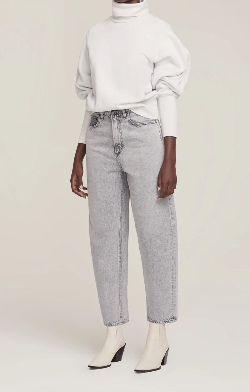 AGoldE - Extended Rib Sweatshirt in Paper Mache
