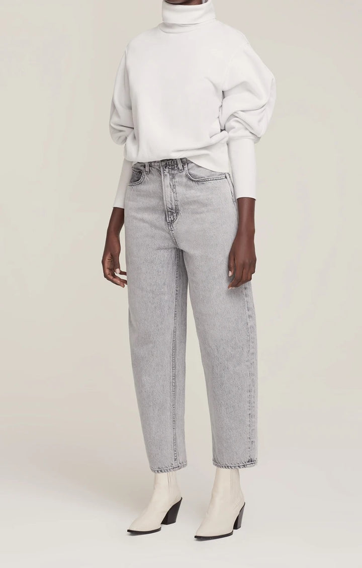 AGoldE - Extended Rib Sweatshirt in Paper Mache