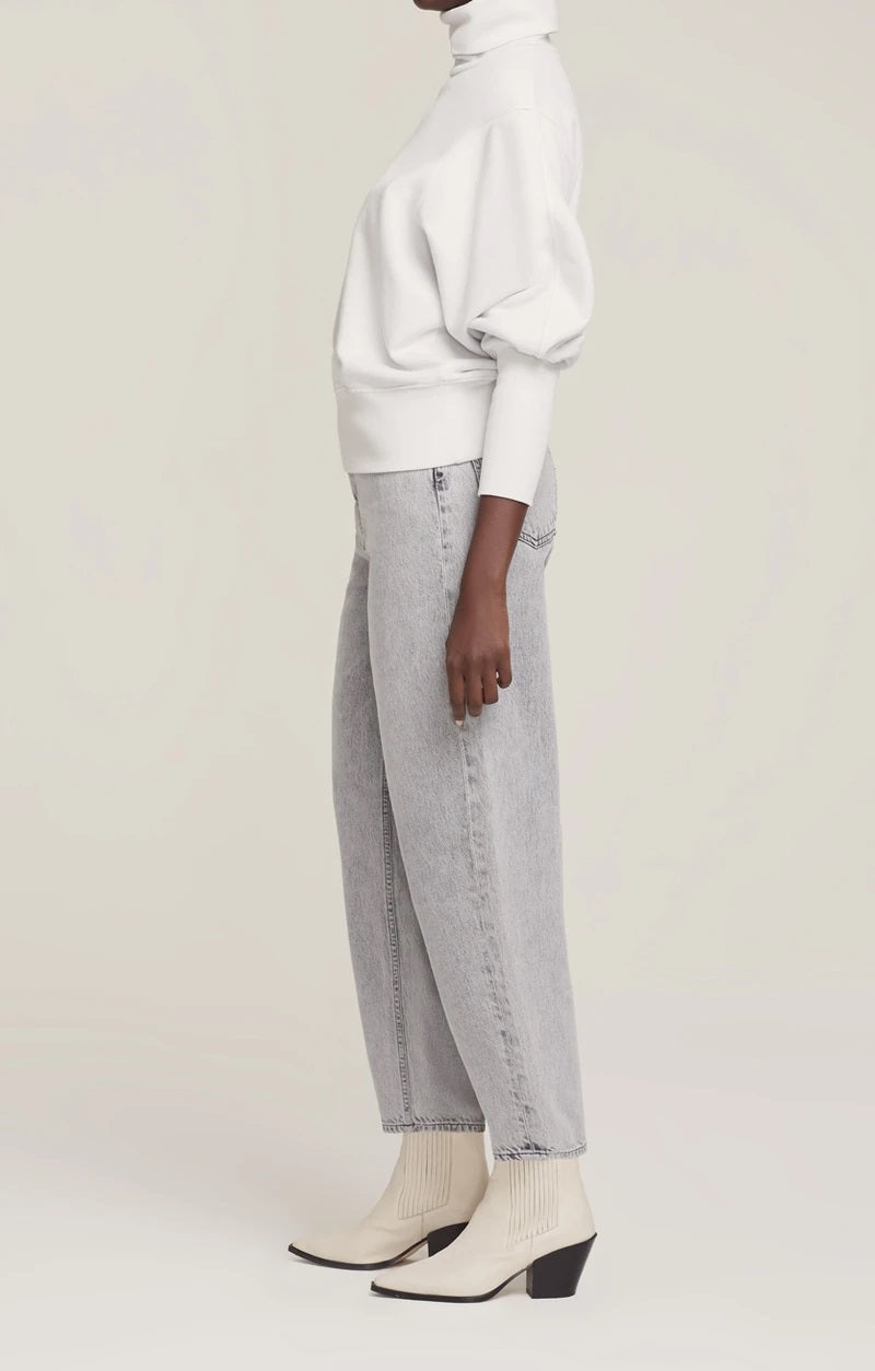 AGoldE - Extended Rib Sweatshirt in Paper Mache