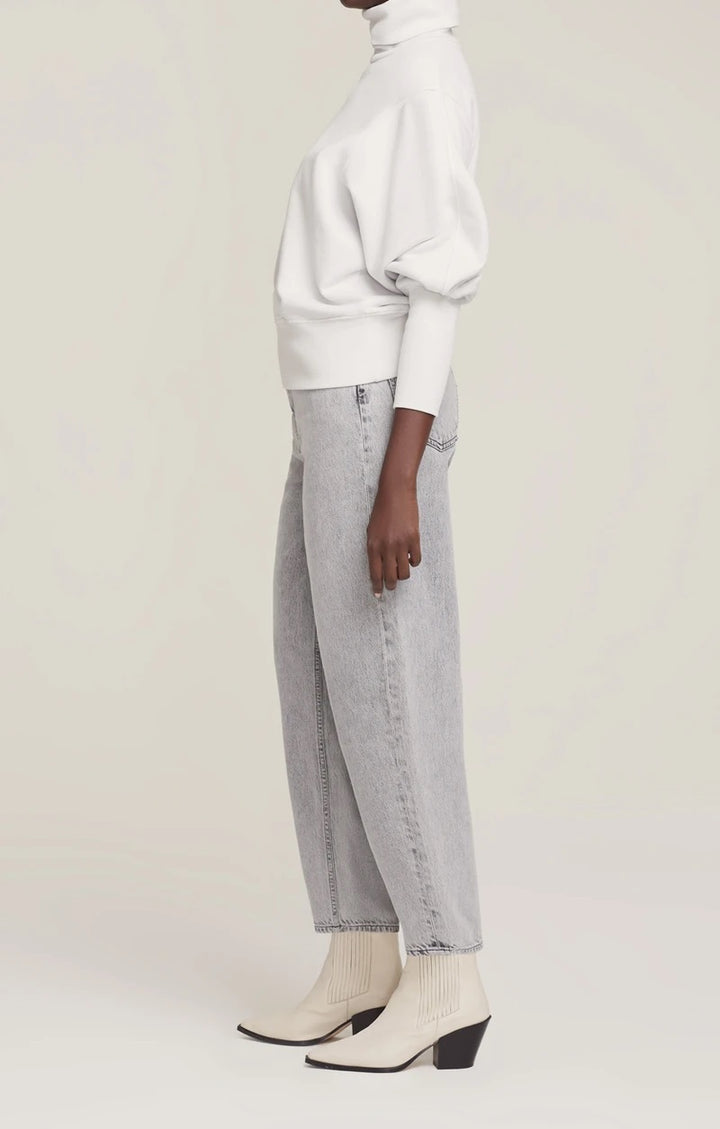 AGoldE - Extended Rib Sweatshirt in Paper Mache