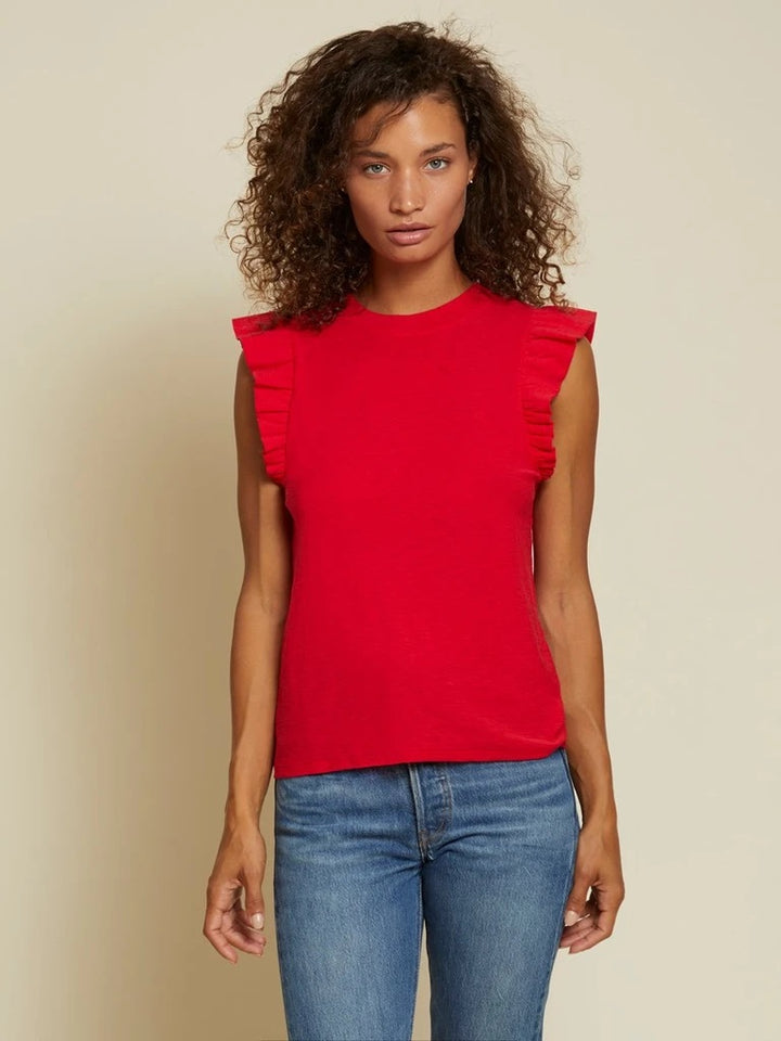 Nation LTD - Paulette Ruffled Tank in Campari