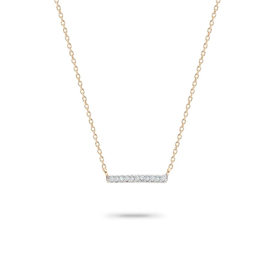 Adina - Pave Bar Necklace in Y14 Necklaces