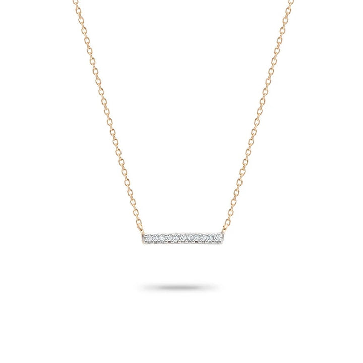 Adina - Pave Bar Necklace in Y14 Necklaces