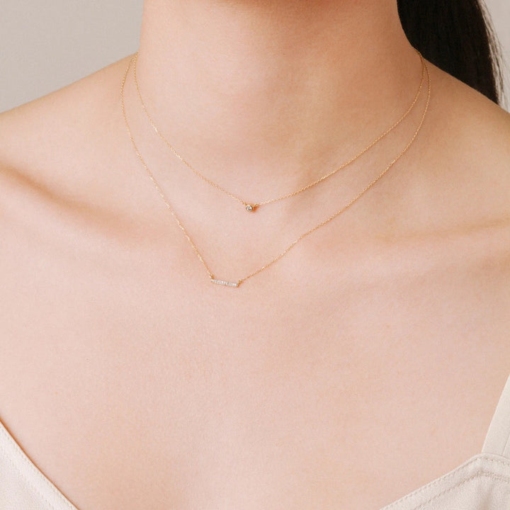 Adina - Pave Bar Necklace in Y14 Necklaces