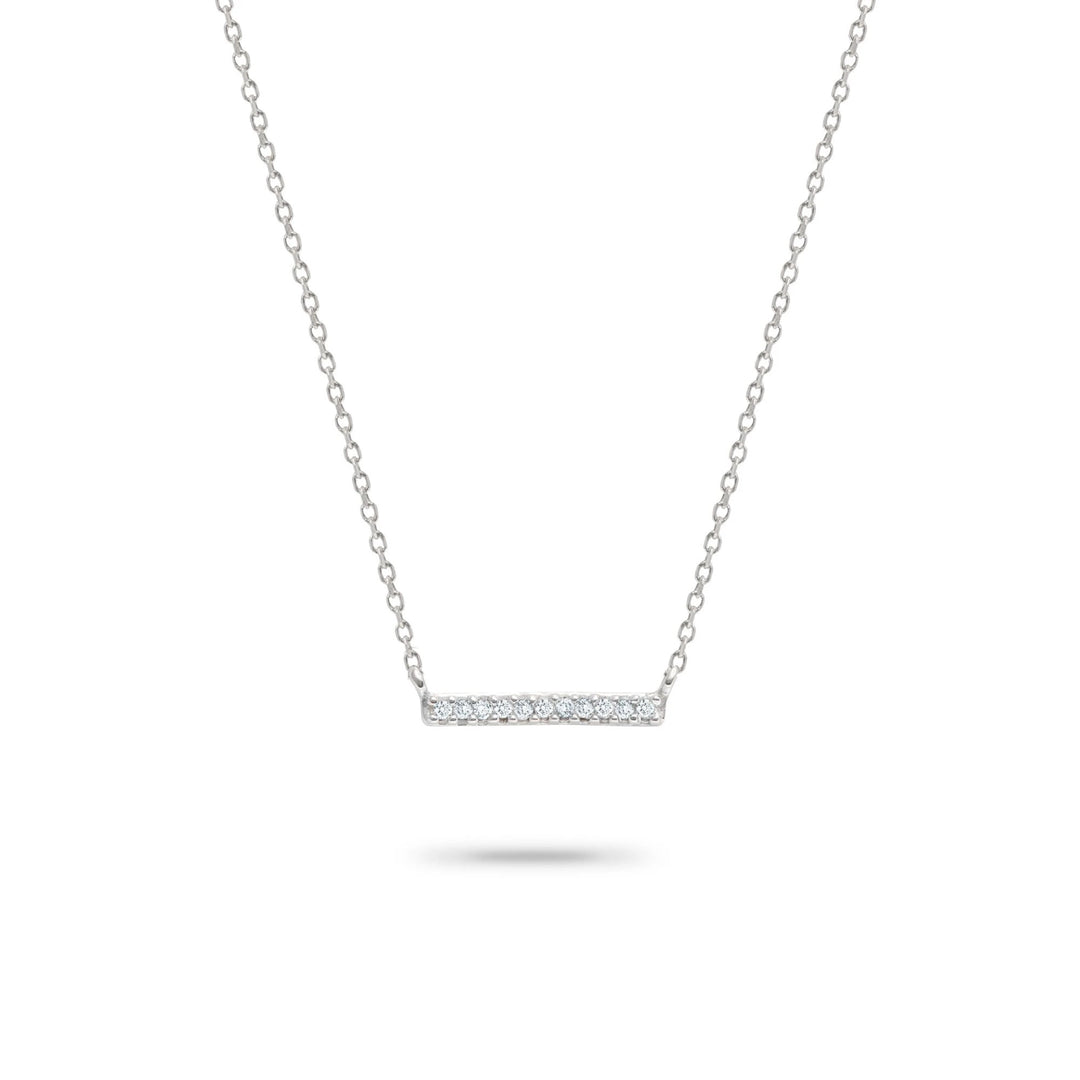 Adina - Pave Bar Necklace in Sterling Silver
