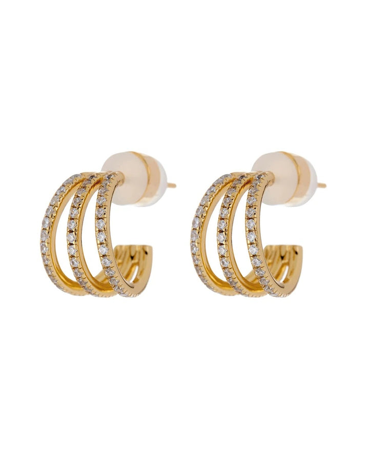 LUV AJ - Pave Baby Bastille Hoops in Gold
