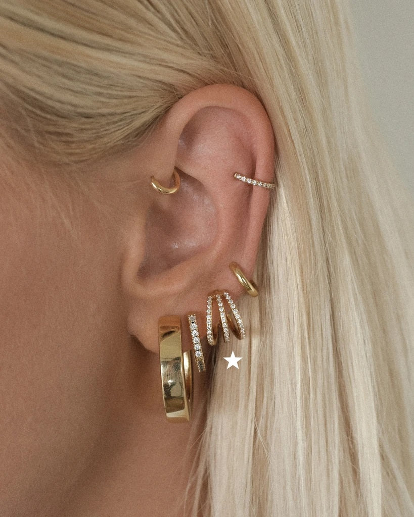 LUV AJ - Pave Baby Bastille Hoops in Gold