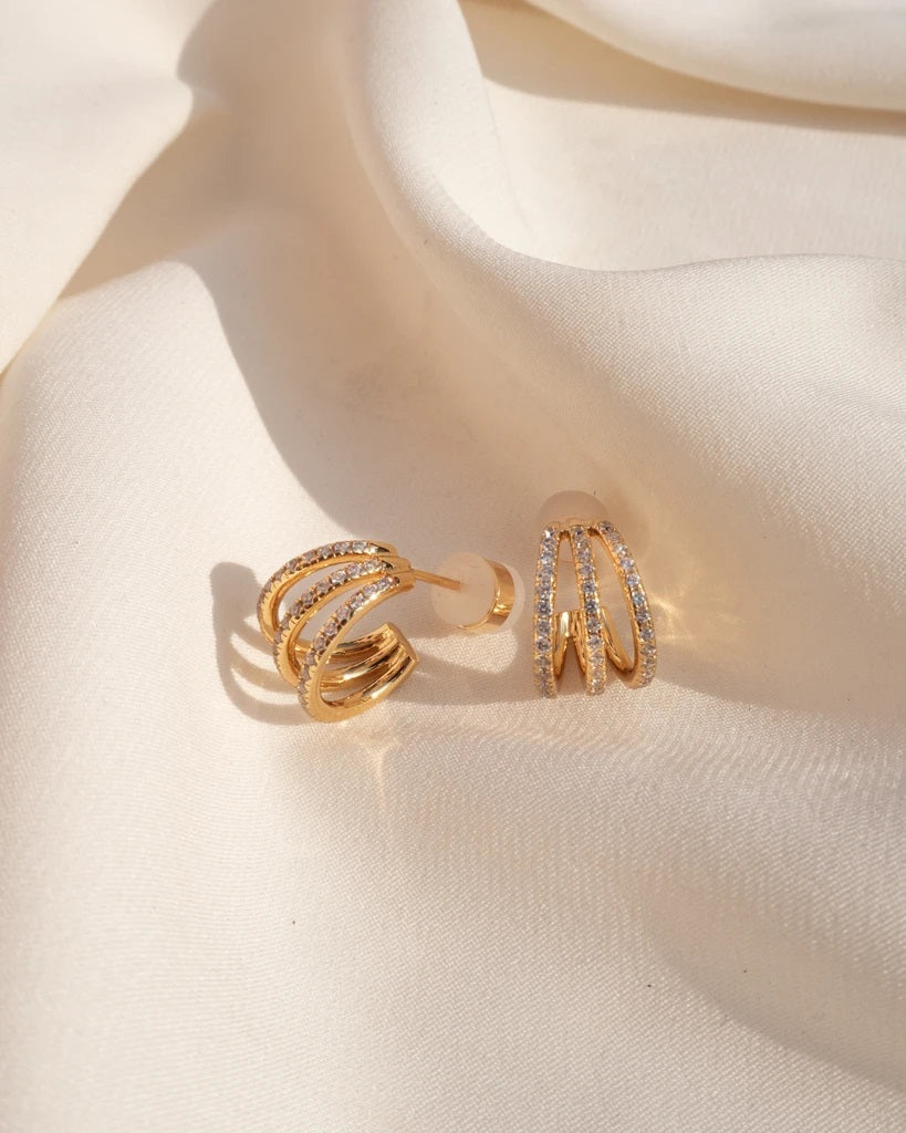 LUV AJ - Pave Baby Bastille Hoops in Gold