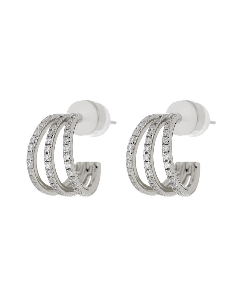 LUV AJ - Pave Baby Bastille Hoops in Silver