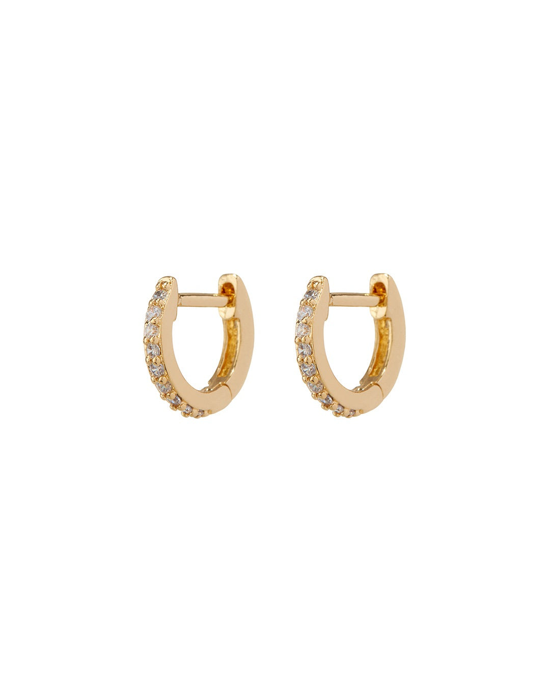 LUV AJ - Pave Bordeaux Huggies (9mm) in Gold
