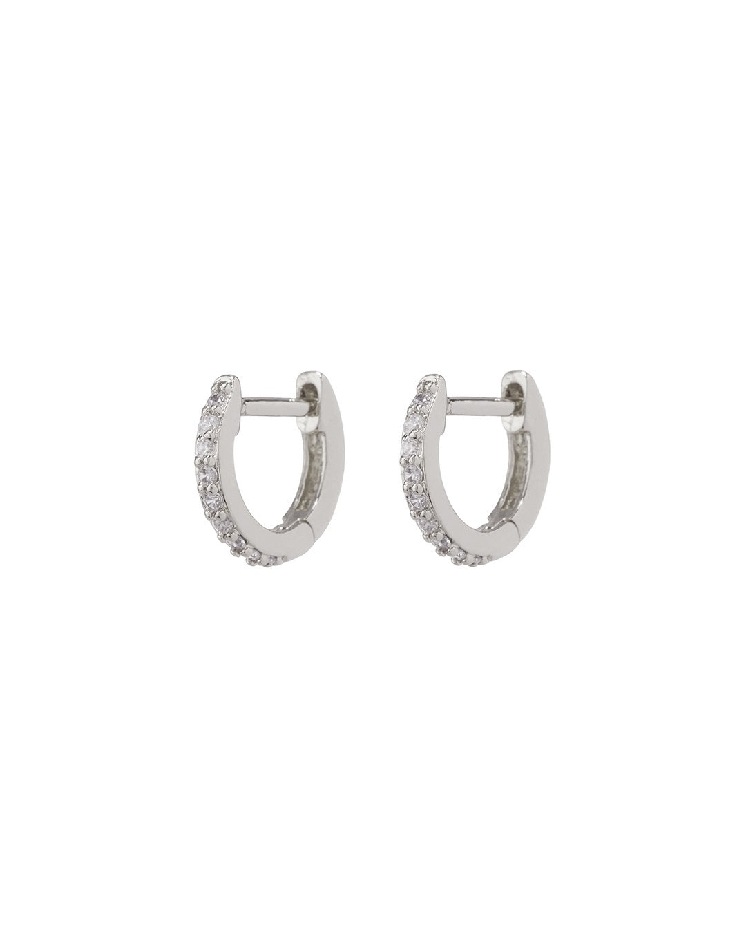 LUV AJ - Pave Bordeaux Huggies (9mm) in Silver