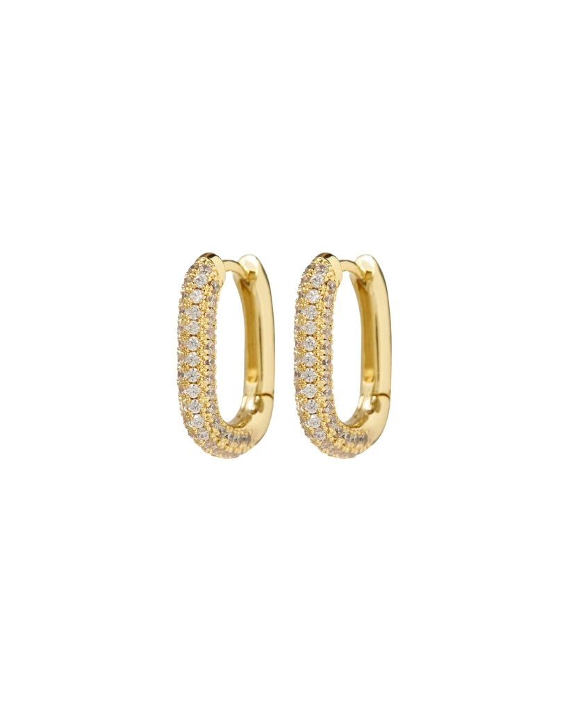 LUV AJ - Pavé Chain Link Huggies in Gold