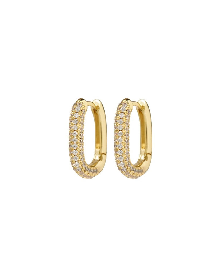 LUV AJ - Pavé Chain Link Huggies in Gold