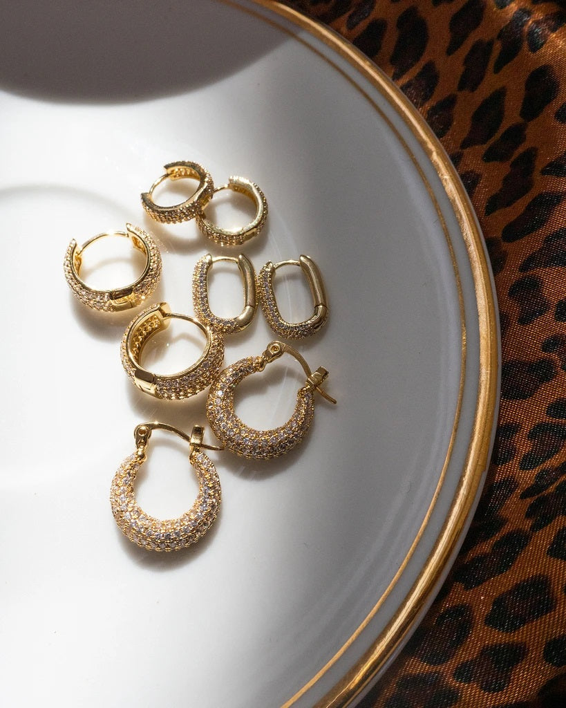 LUV AJ - Pavé Chain Link Huggies in Gold