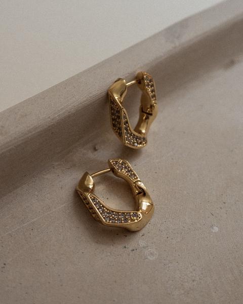 LUV AJ - Pave Cuban Link Hoops in Gold
