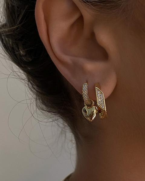 LUV AJ - Pave Cuban Link Hoops in Gold