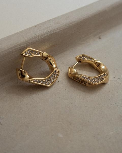 LUV AJ - Pave Cuban Link Hoops in Gold