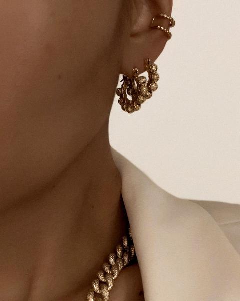 LUV AJ - Pave Dome Wrap Hoops in Gold