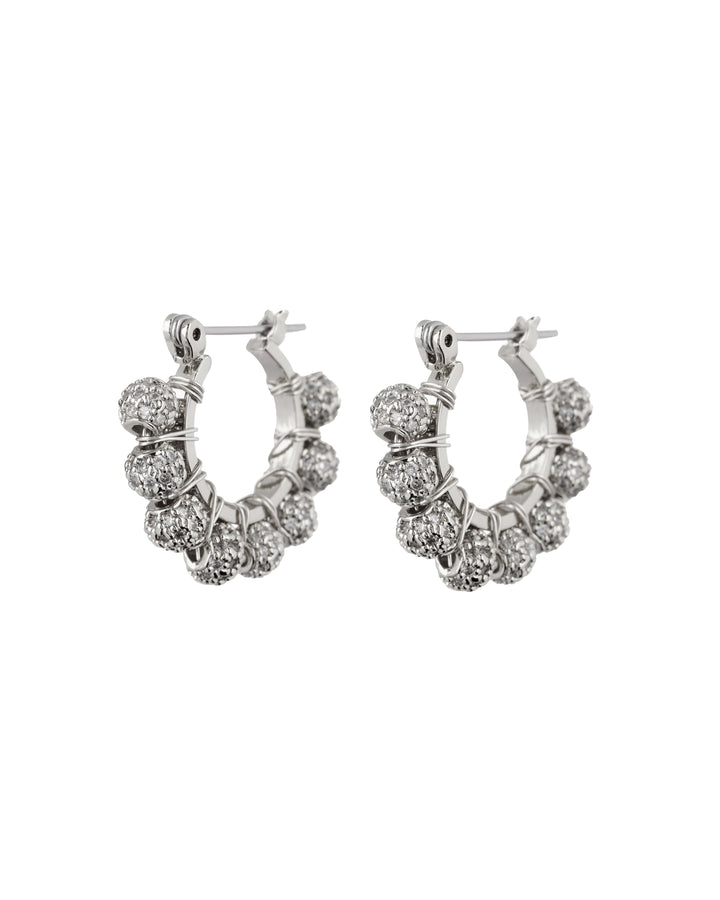 LUV AJ - Pave Dome Wrap Hoops in Silver