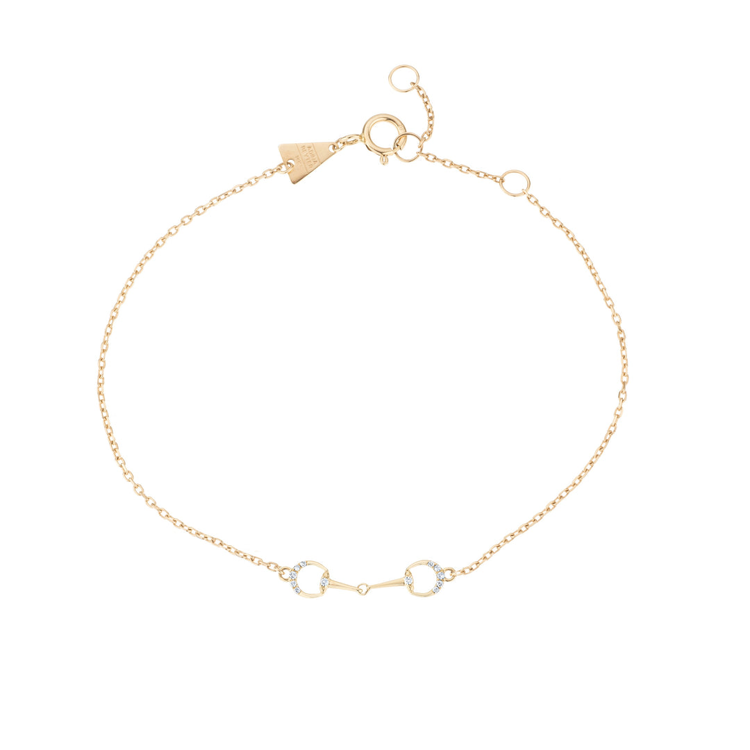 Adina - Pave Horsebit Bracelet in Y14k