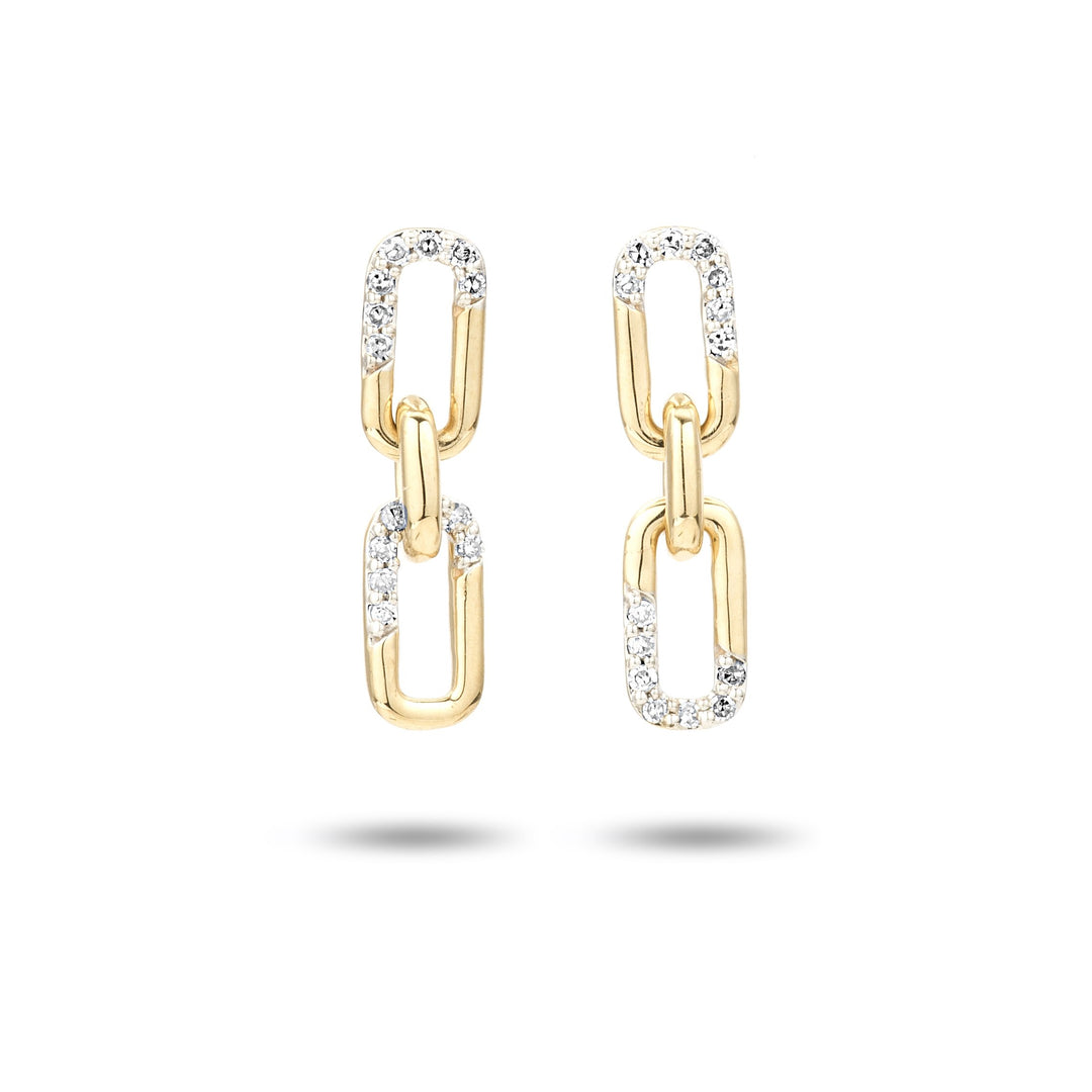 Adina - Pave Interlocking Link Posts in Y14