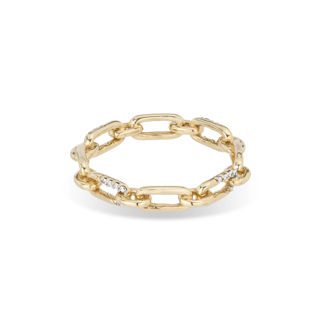 Adina - Pave Interlocking Link Ring in Y15