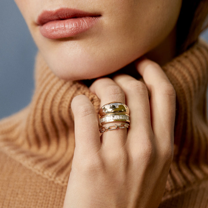 Adina - Pave Interlocking Link Ring in Y15
