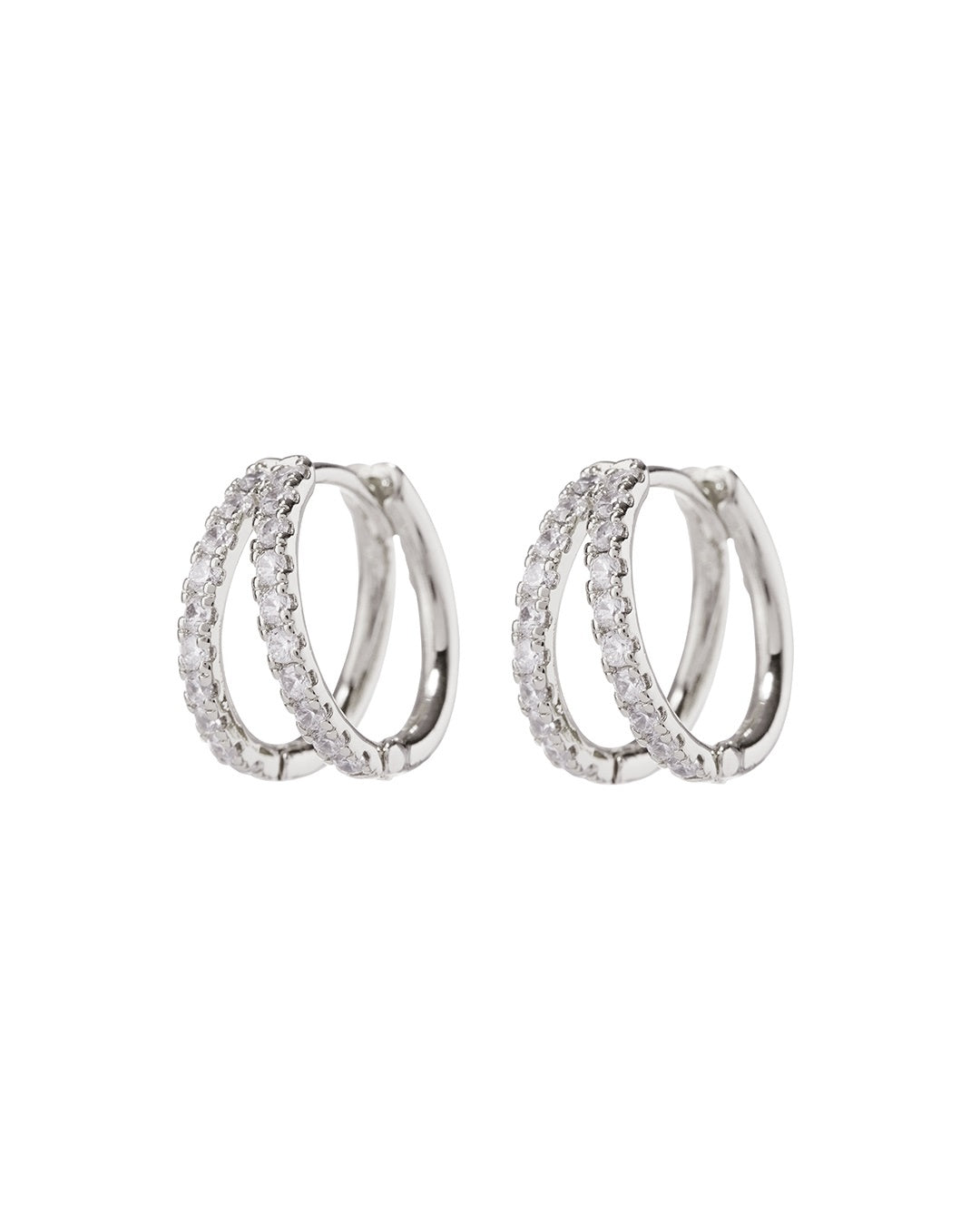 LUV AJ - Pave Margaux Huggies (12mm) in Silver