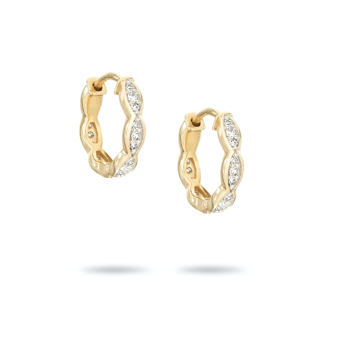 Adina - Pave Marquise Huggie Hoops in Y14