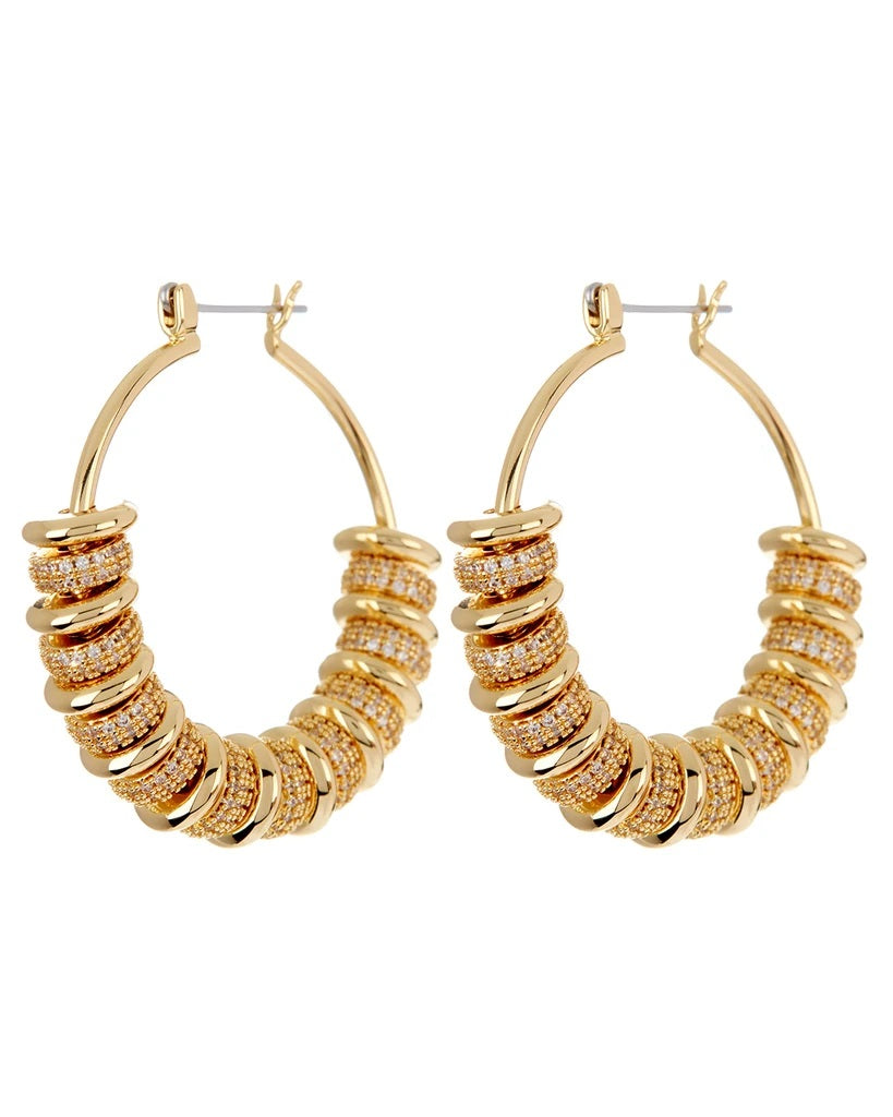 LUV AJ - Pave Washer Hoops in Gold