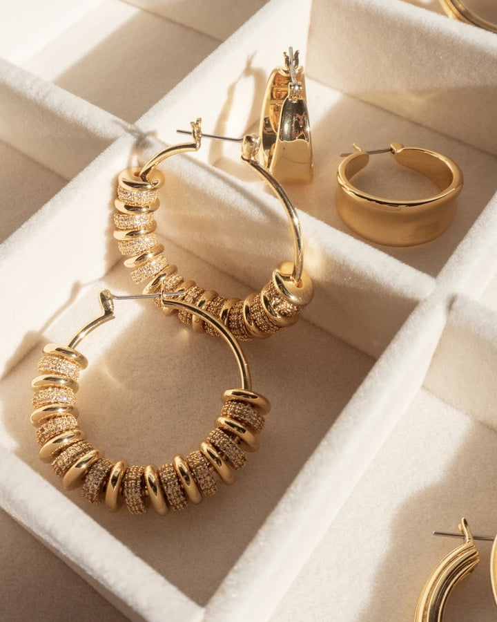 LUV AJ - Pave Washer Hoops in Gold